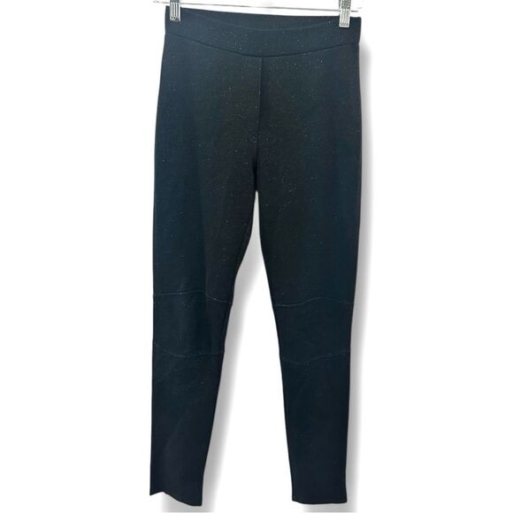 Sandro Black Glitter Straight Leg Pants Size 1 – Wool Blend, Zip Back Hem - Picture 1 of 8